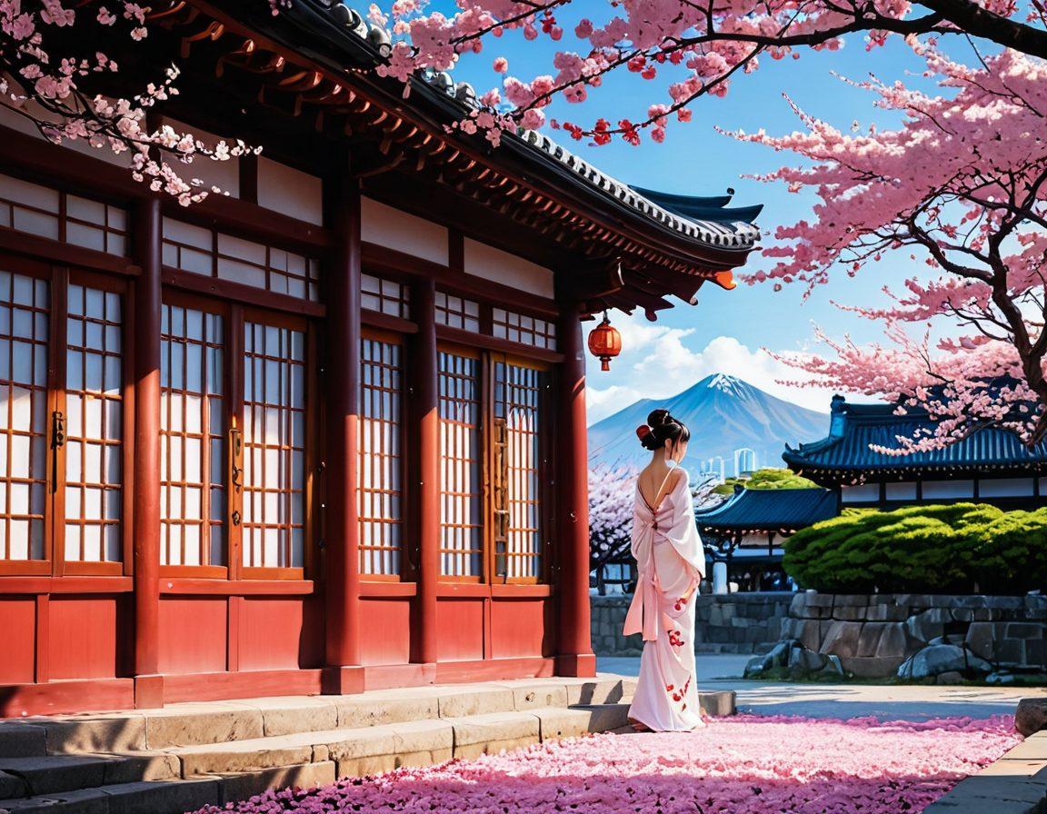 A dynamic composition showcasing iconic manga panels transforming into vibrant animated frames, depicting influential scenes from erotic anime. Include elements reflecting cultural symbols, such as cherry blossoms and traditional Japanese architecture, interconnected with modern visuals. The scene should exude a blend of fantasy and realism, inviting intrigue and excitement. super-realistic. vibrant colors. cinematic.